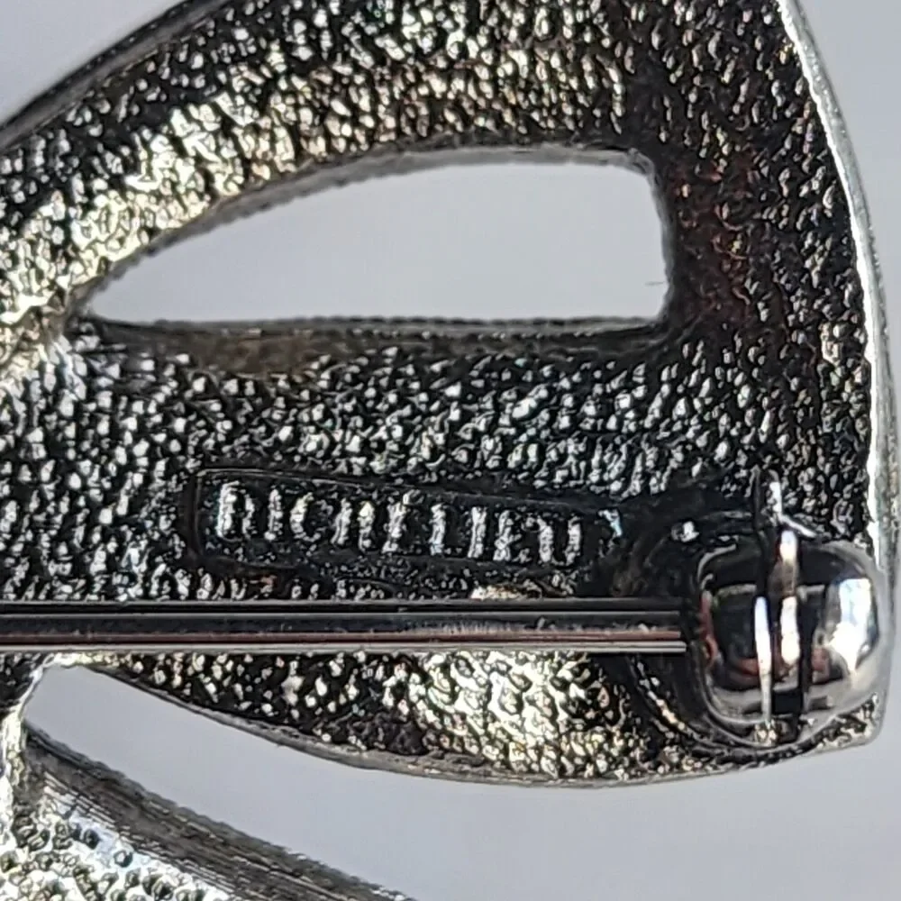 Richelieu Marcasite & Faux Pearl Bow Brooch Pin Silver Tone Ribbon Jewelry